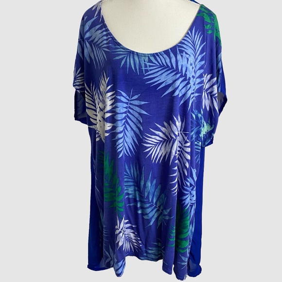 Candy Couture Plus Tropical Summer Vacation Beach Light Sheer Top-Sz-2X - Picture 1 of 16